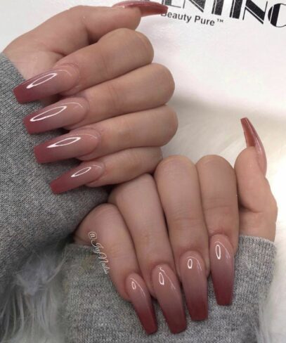 Burgundy Ombre Nails