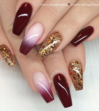 Burgundy Ombre Nails