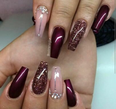 Burgundy Prom Nails