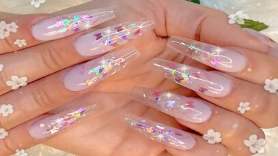 Butterfly Glitter Nails