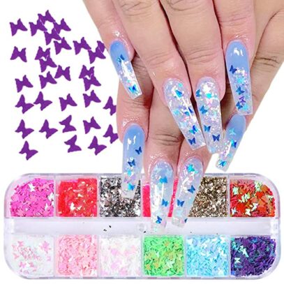 Butterfly Glitter Nails