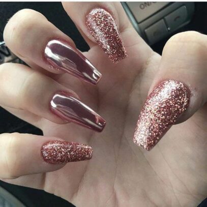 Chrome And Glitter Nails