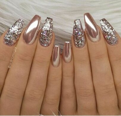 Chrome And Glitter Nails