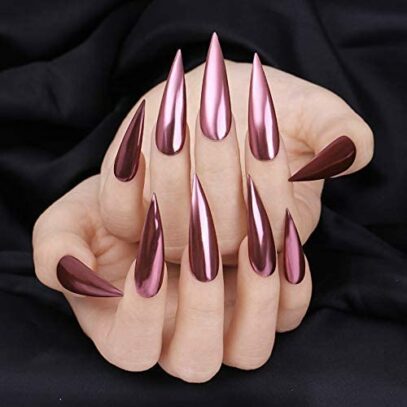 Chrome And Glitter Nails