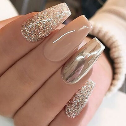 Chrome And Glitter Nails