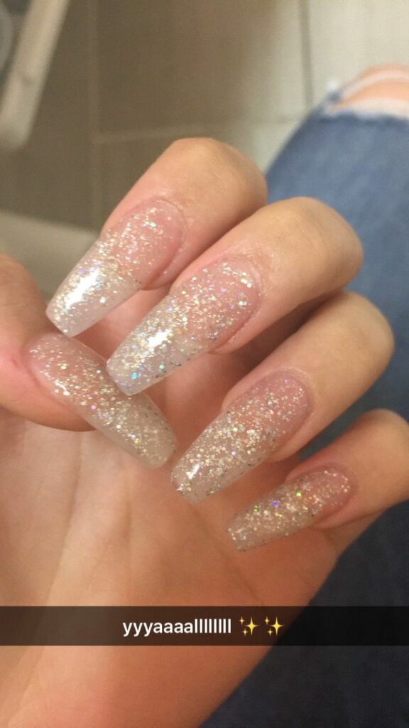 Clear Glitter Nails