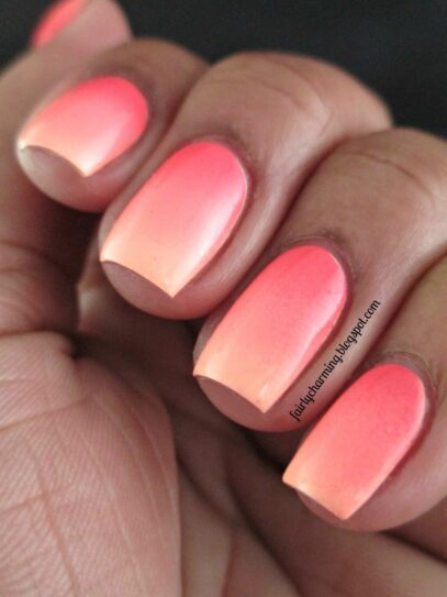 Coral Ombre Nails