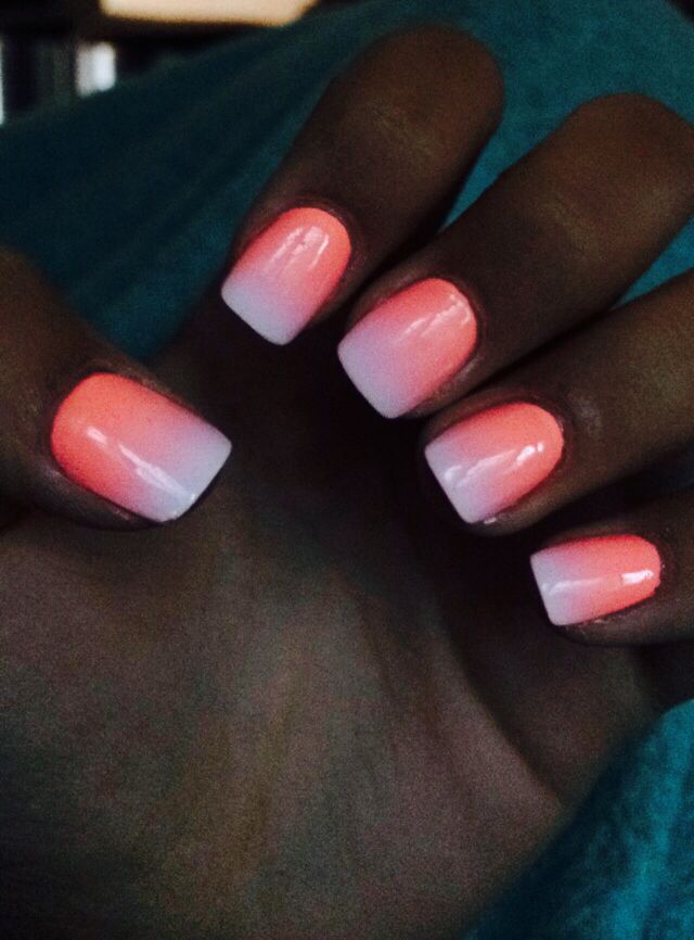 Coral Ombre Nails