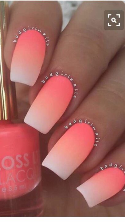 Coral Ombre Nails