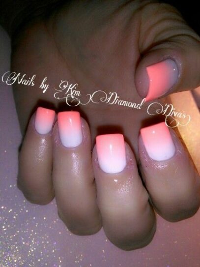 Coral Ombre Nails
