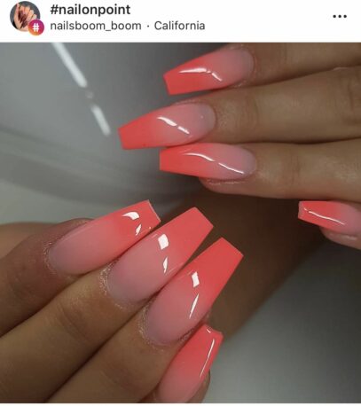 Coral Ombre Nails