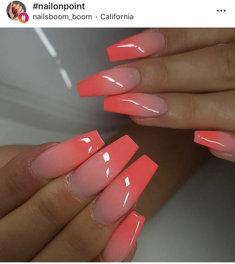 Coral Ombre Nails