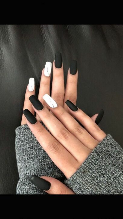 Cute Black And White Nails