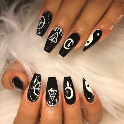 Cute Black And White Nails