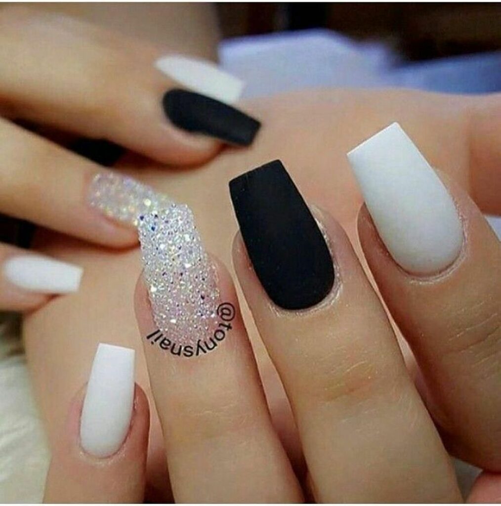 Cute Black And White Nails