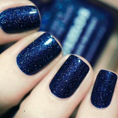 Dark Blue Glitter Nails