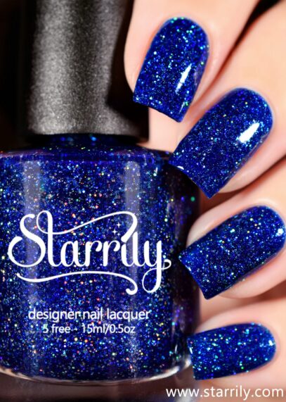 Dark Blue Glitter Nails