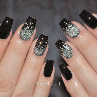 Dark Glitter Nails