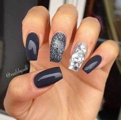 Dark Glitter Nails
