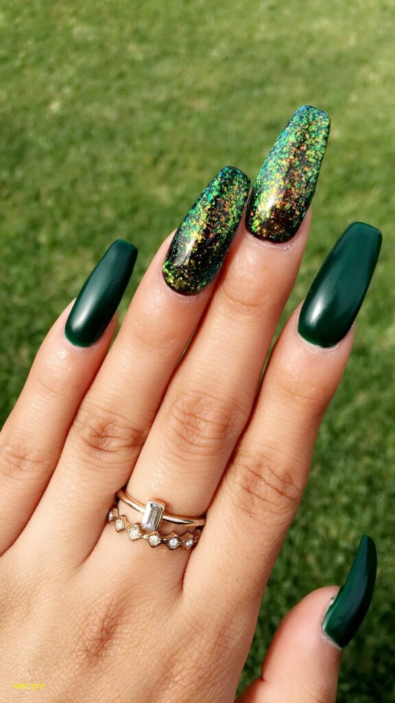 Emerald Green Prom Nails