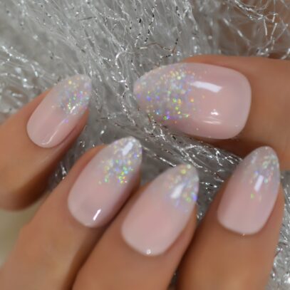 French Glitter Nails