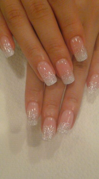 French Tip Glitter Nails
