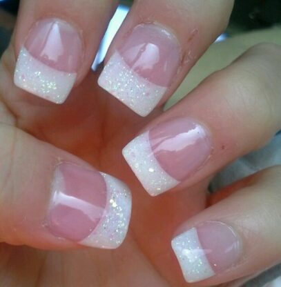 French Tip Glitter Nails