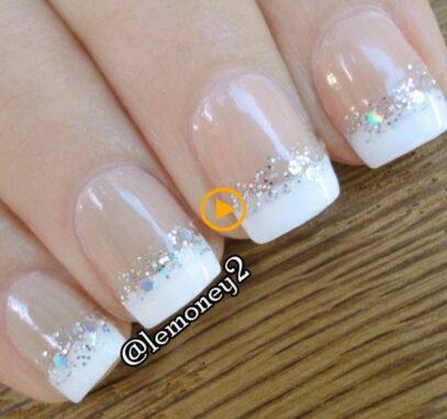 French Tip Glitter Nails