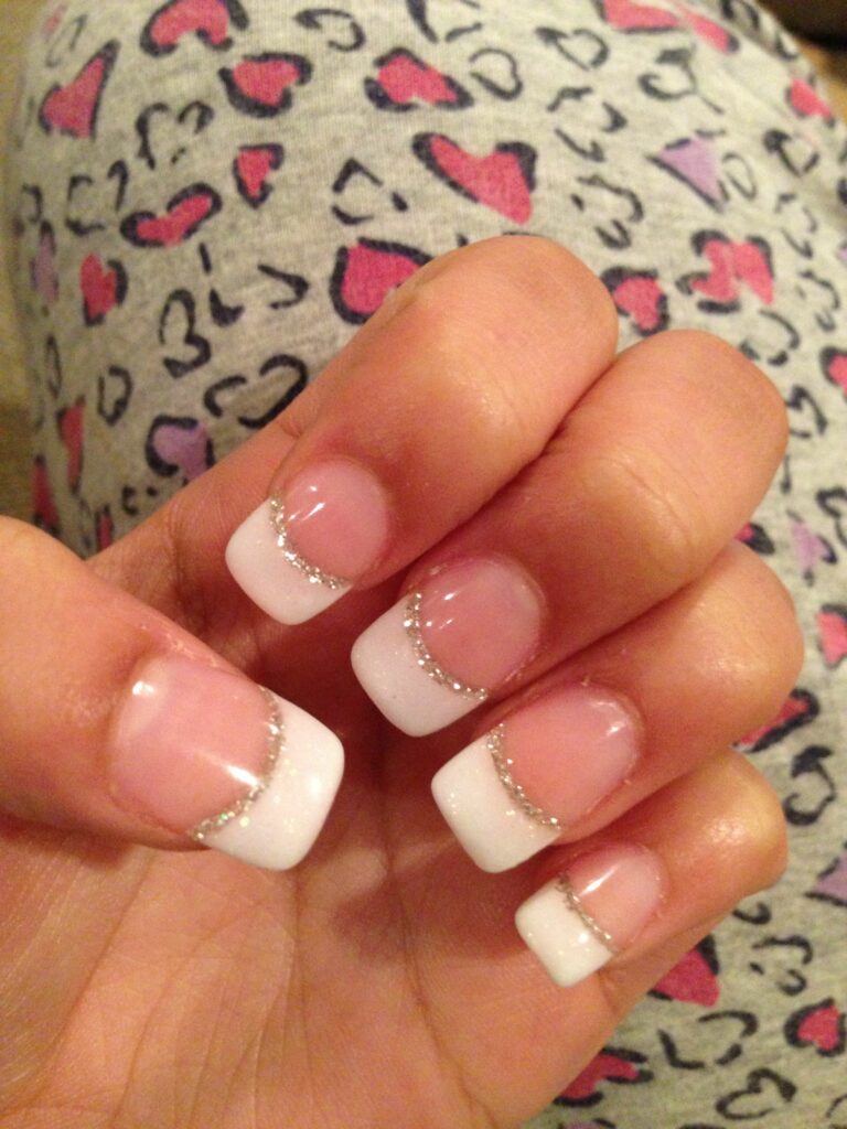 French Tip Glitter Nails