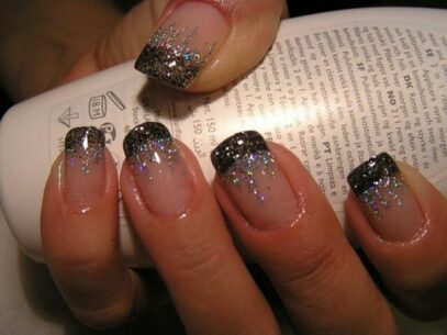 French Tip Glitter Nails
