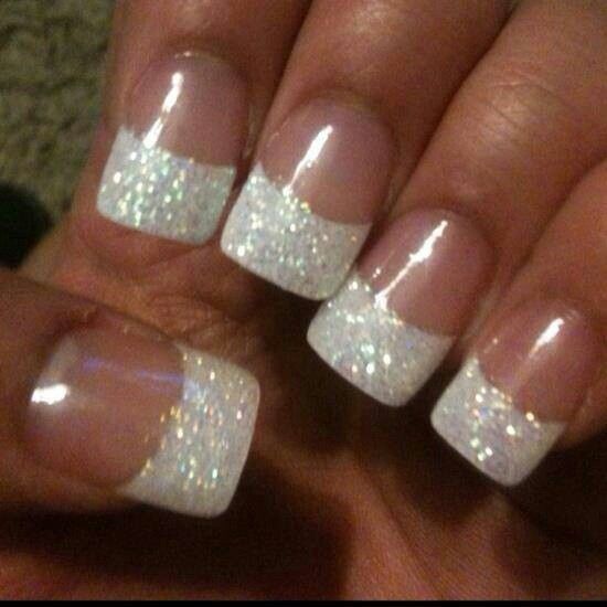 French Tip Glitter Nails