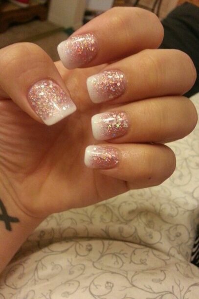 French Tip Glitter Nails