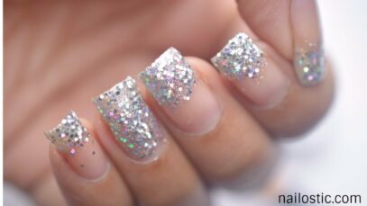French Tip Glitter Nails