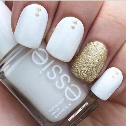 Gold And White Nails