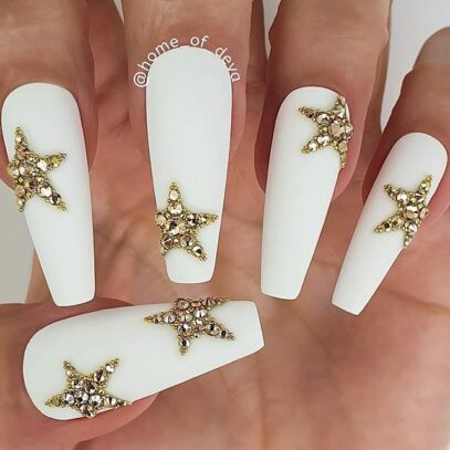 Gold And White Nails
