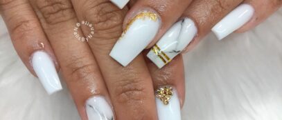 Gold And White Nails