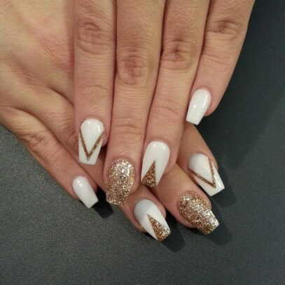 Gold And White Nails