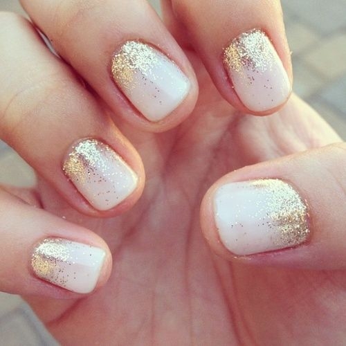 Gold And White Nails
