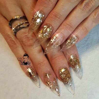 Gold Glitter Nails
