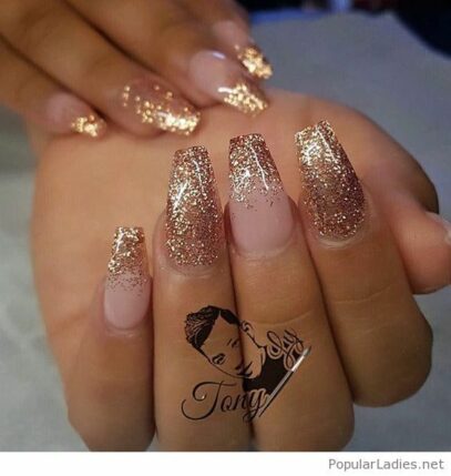 Gold Glitter Nails