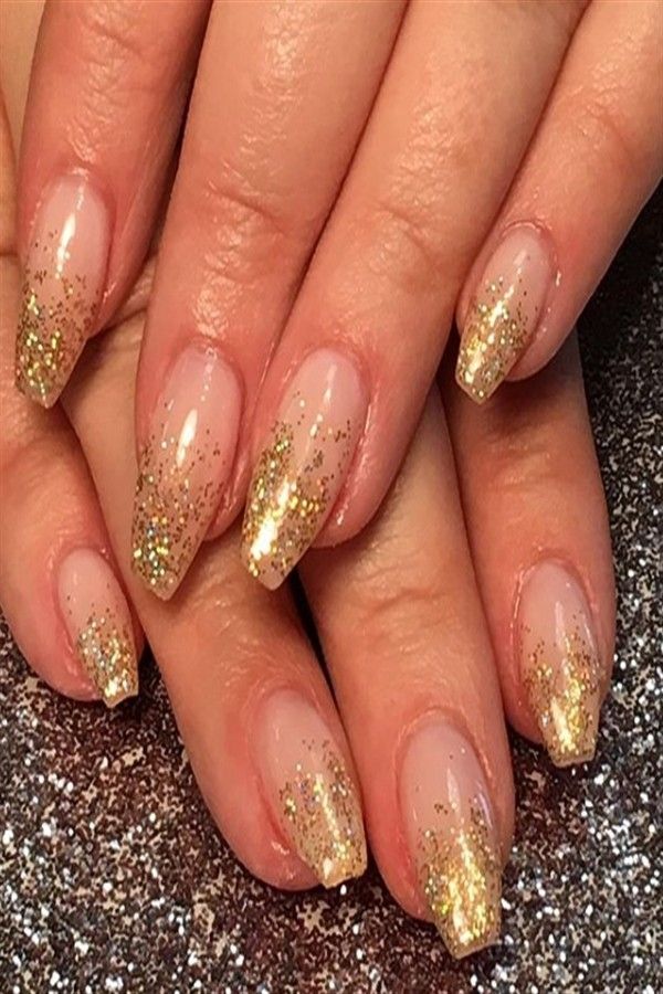 Golden Glitter Nails