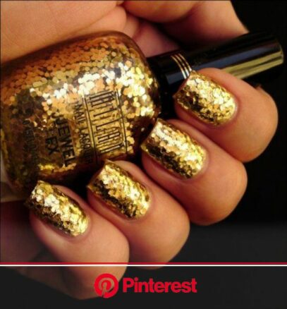 Golden Glitter Nails