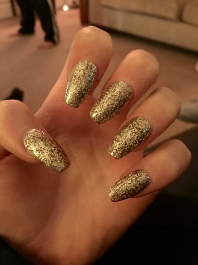 Golden Glitter Nails