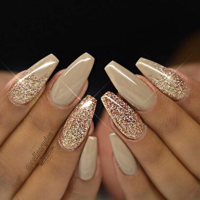 Golden Glitter Nails