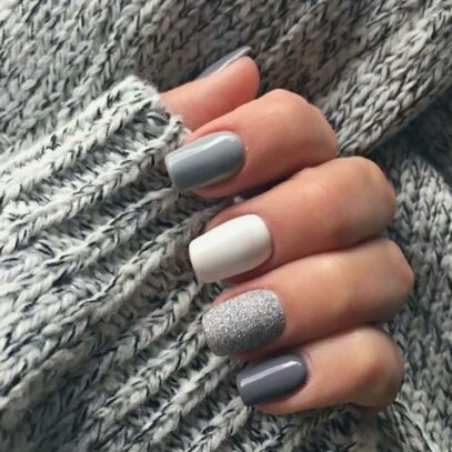 Gray And White Nails