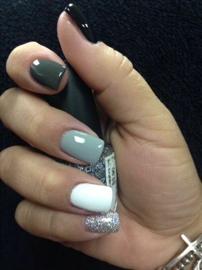 Gray And White Nails