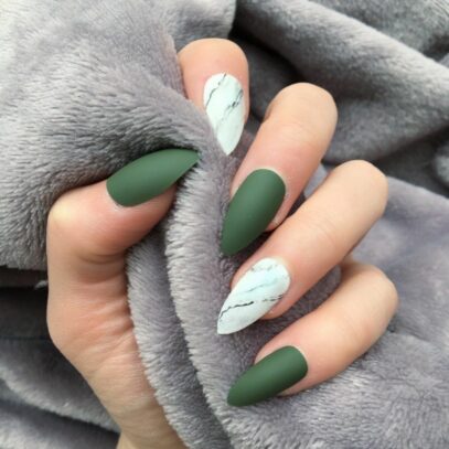 Green And White Nails