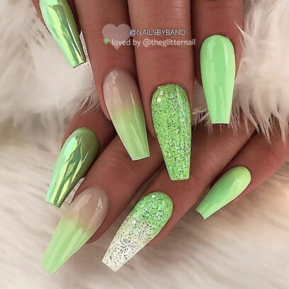 Green Glitter Nails