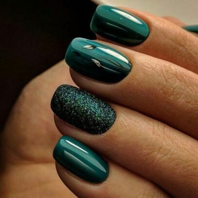 Green Glitter Nails