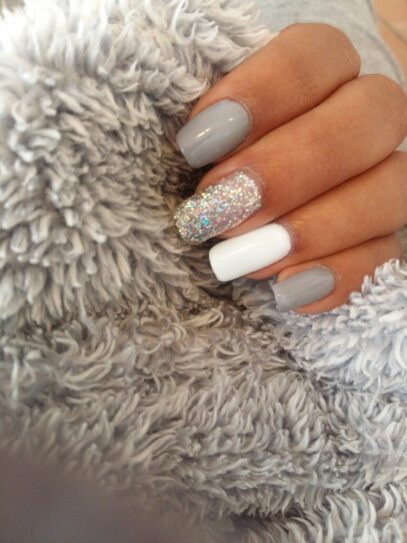Grey And White Nails